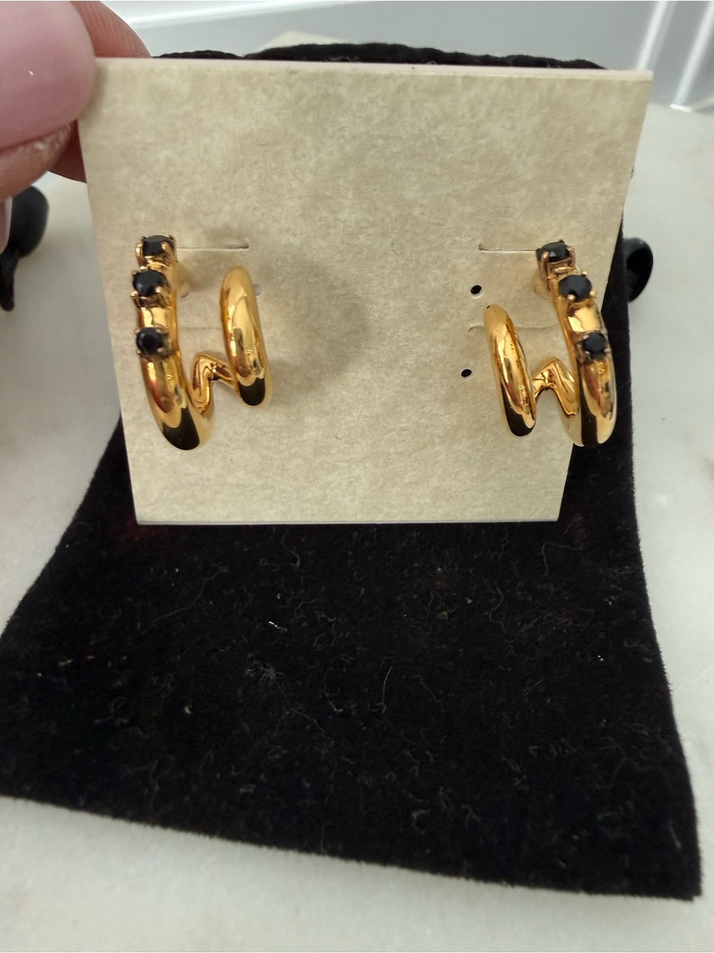 MISSOMA NEW Claw 18ct yellow gold-plated brass and black onyx huggie earrings